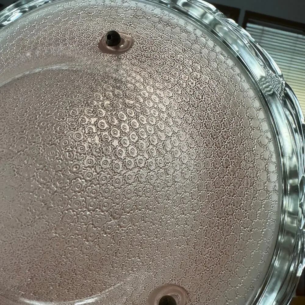 INCOMPLETE Vintage Pink Glass Hanging Ceiling Lamp Shade 3 Hole Scalloped Rim